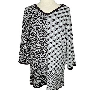 Chico's Brown and White 2 Patterned Tunic Sweater Size Large (2)
